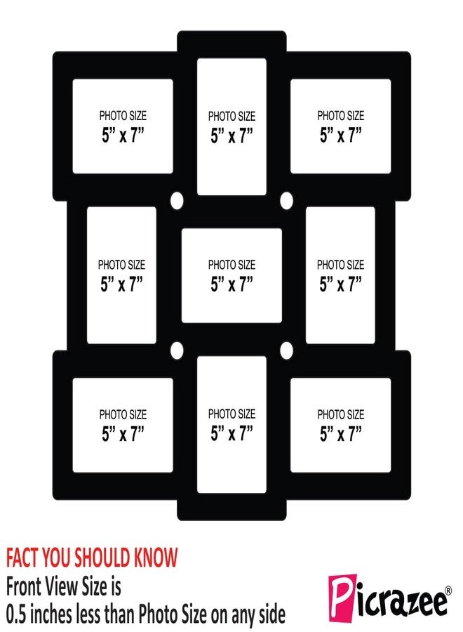 PICRAZEE إطار صور خشبي متعدد الصور من PICRAZEE، مناسب لأعياد الميلاد والذكرى السنوية وحفلات الانتقال إلى منزل جديد (9 صور، أسود، مقاس 23 × 23 بوصة) - Image 3